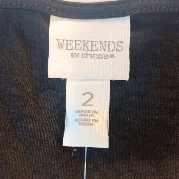 NEW Chicos Love Stripe Heart Scoop Neck Sequin 3/4 Sleeve Tee Shirt Sz Large NWT - Picture 4 of 9